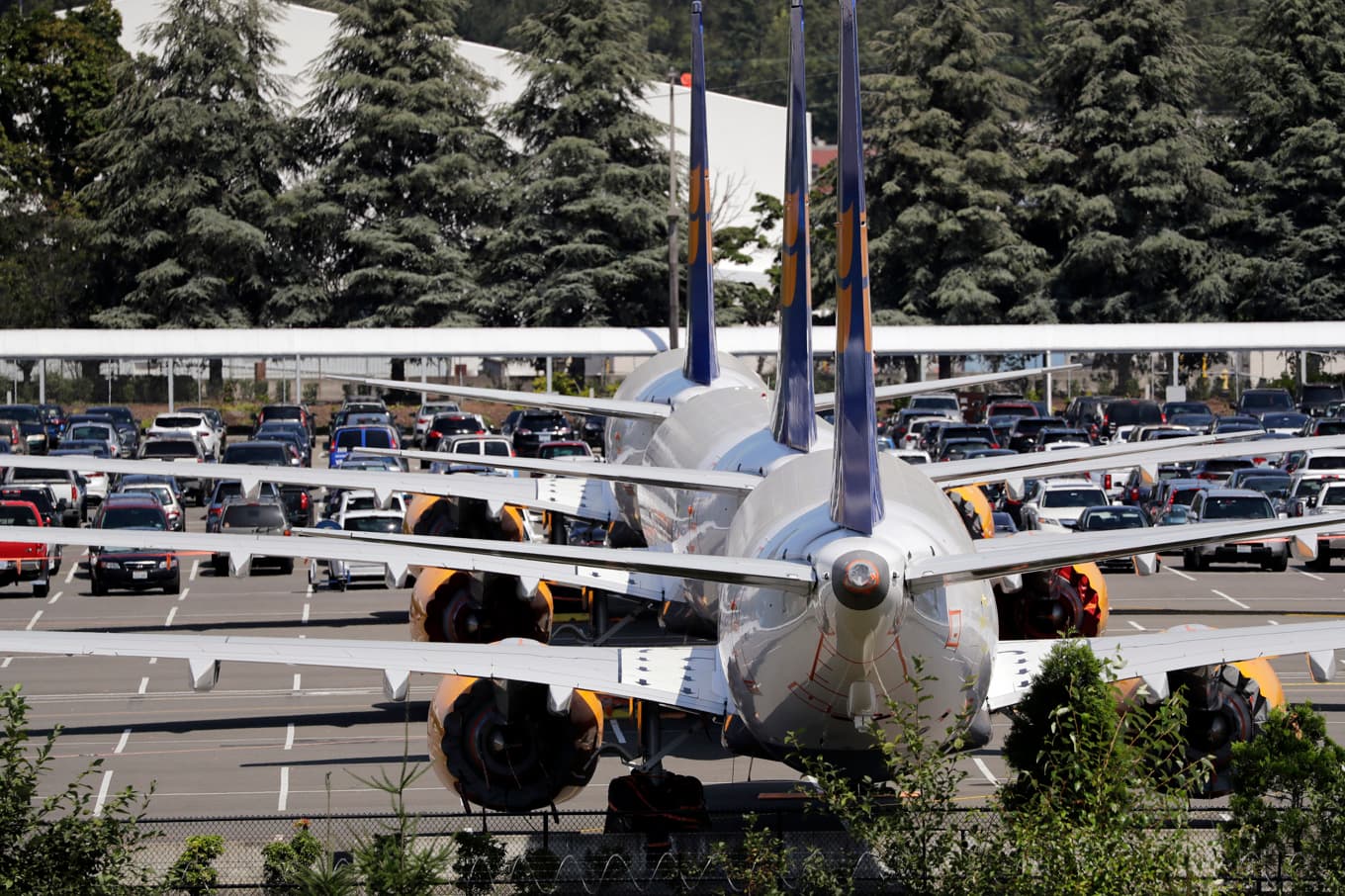 Tre 737 Max med flygförbud 2019. Foto: Elaine Thompson/AP/TT