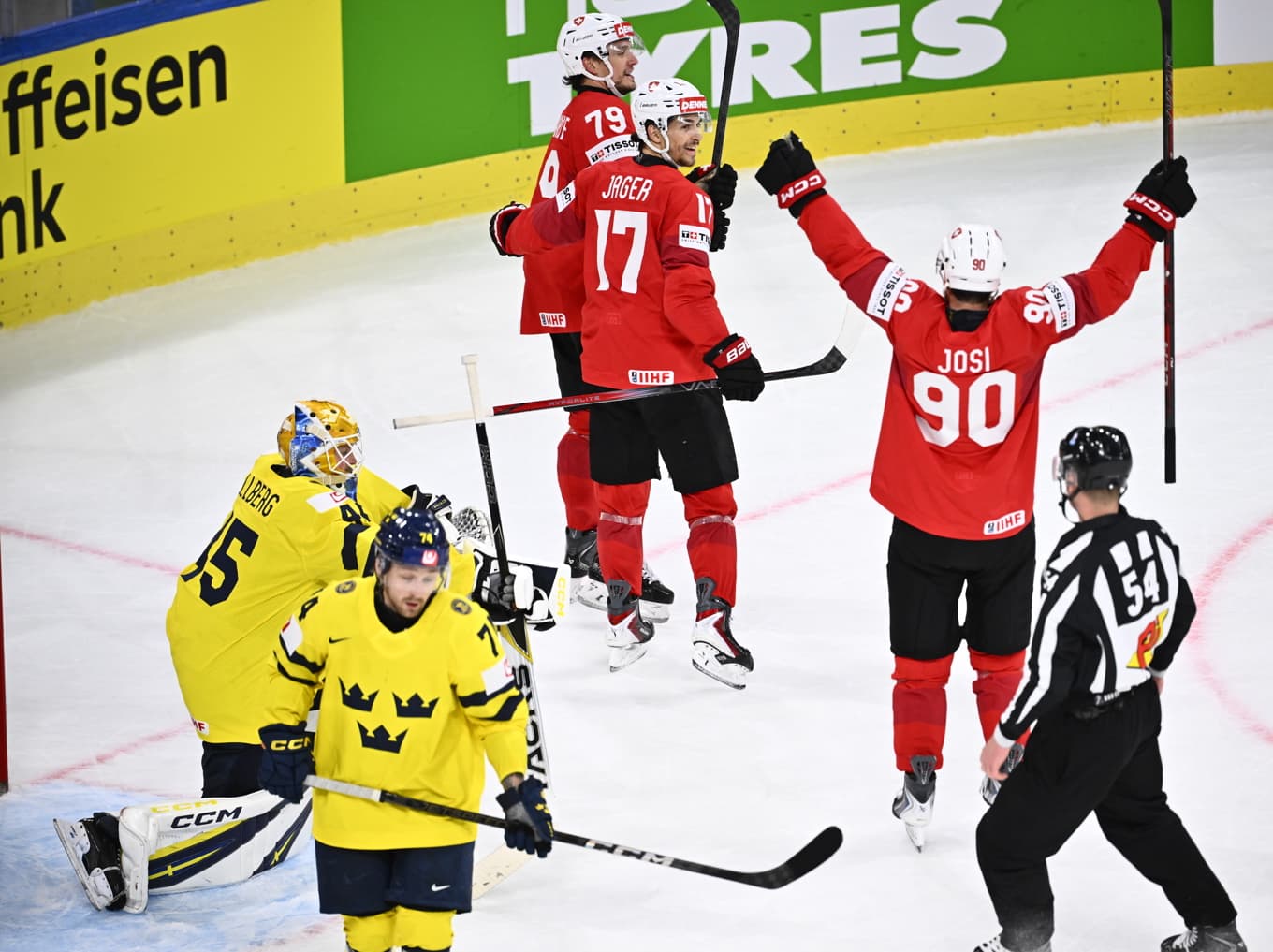 Sverige förlorade VM-kvartsfinalen mot Schweiz. Foto: Anders Wiklund/TT