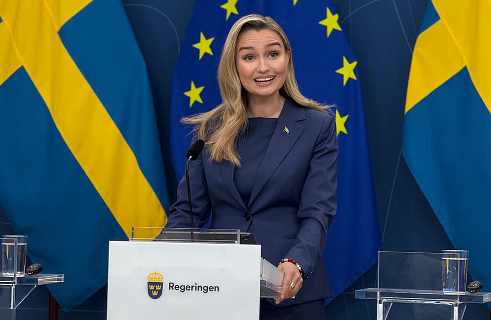 Ebba Busch (KD) utlovade ytterligare reformer för att stötta hushåll och företag som en följd av krisen i Mellanöstern. Foto: Staffan Erfors