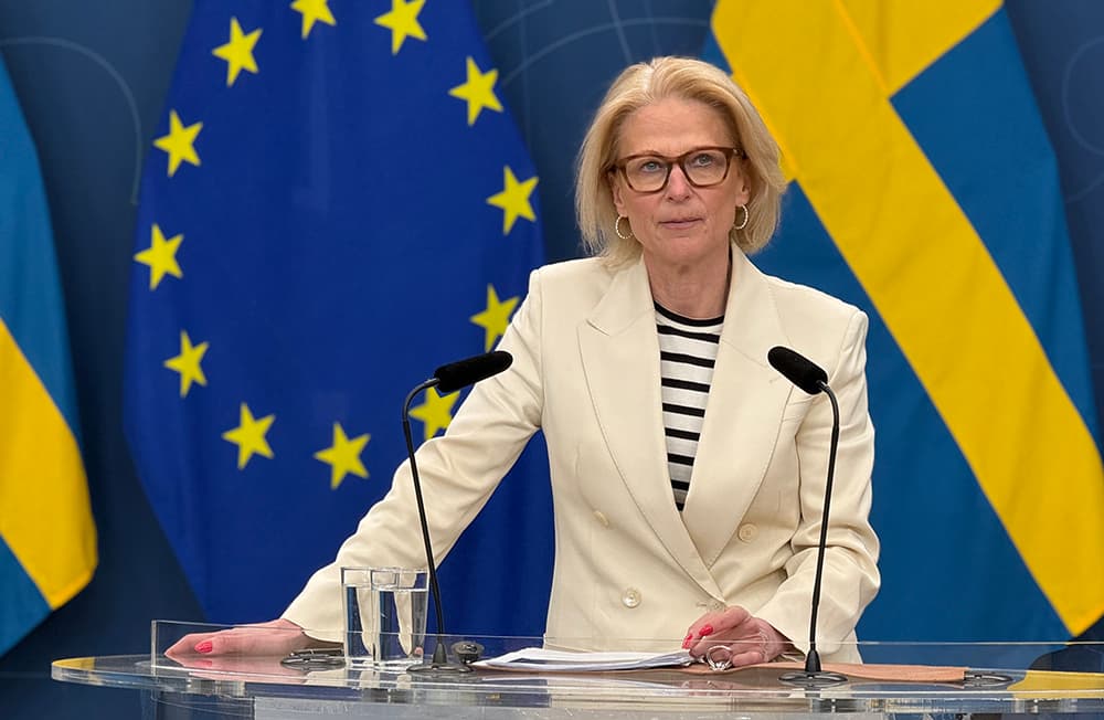 Finansminister Elisabeth Svantesson (M) kommer med en ny prognos som en följd av det oroliga omvärldsläget. Foto: Staffan Erfors