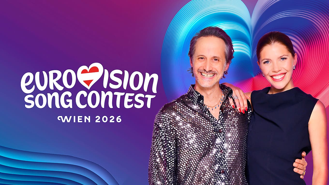 ”Willkommen” till Wien önskar Michael Ostrowski och Victoria Swarovski. Foto: EBU