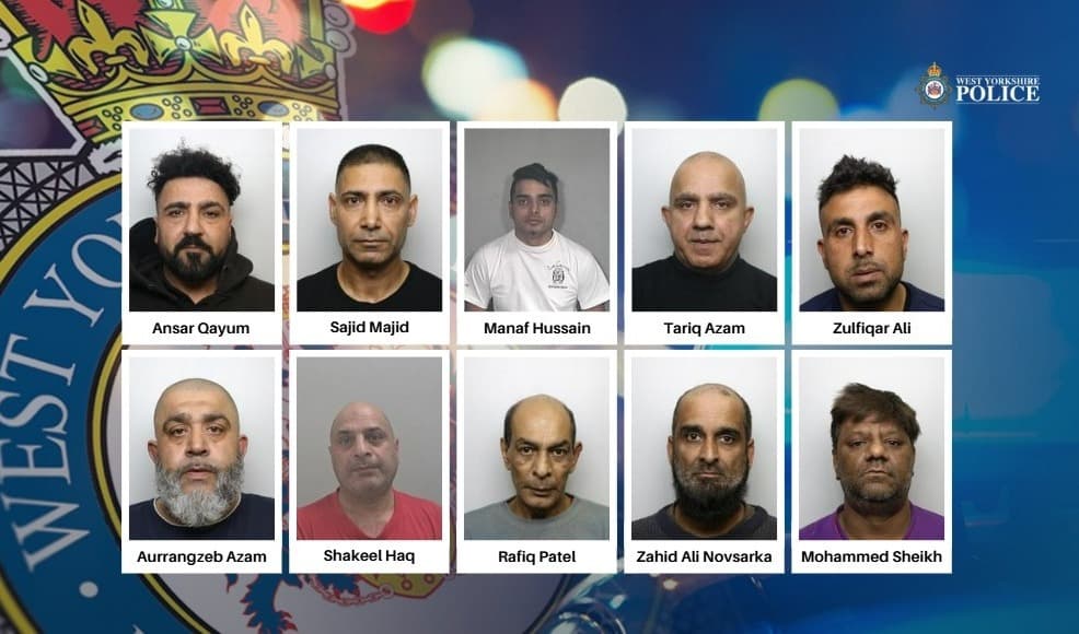 Några av de män som dömts till långa fängelsestraff för sexuella övergrepp mot flickor i West Yorkshire. Foto: West Yorkshire-polisen.