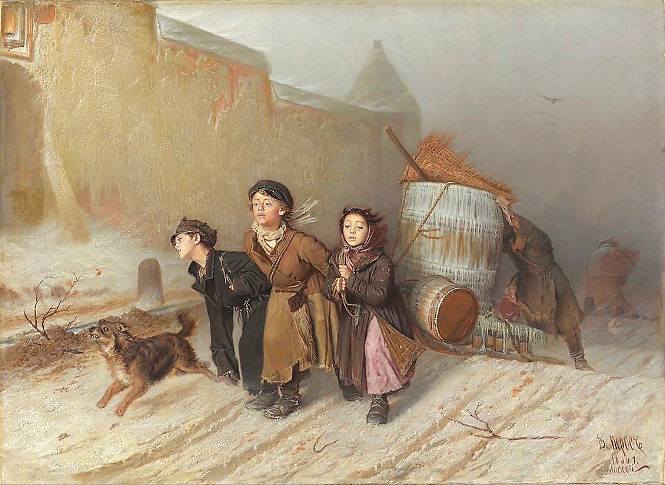 När pengarna tar över kan allting bli till handelsvaror, till och med barndomen. ”Trojka”, målning av Vasilij Perov (1834–1882). Foto: Wikimedia Commons