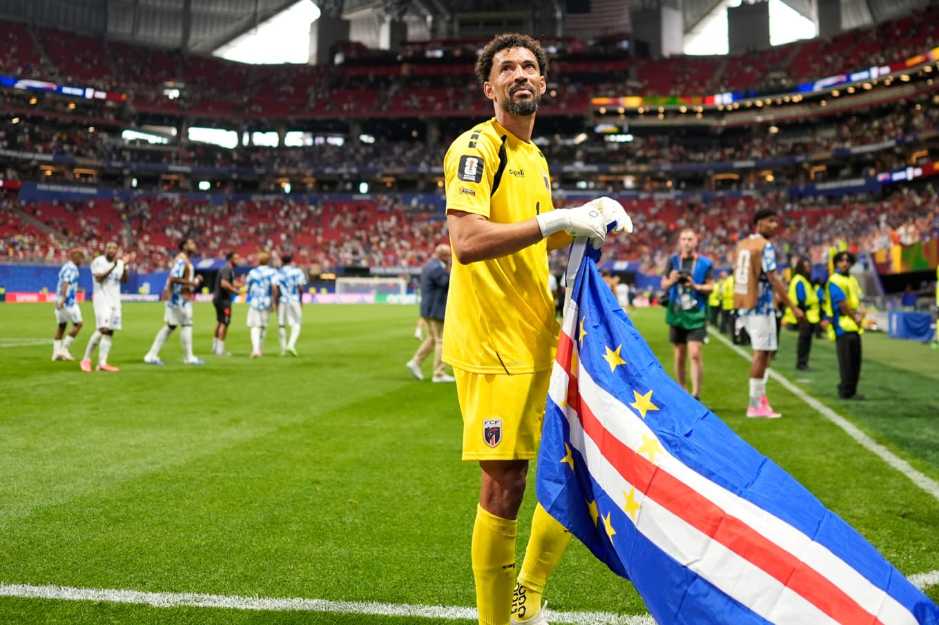 Kap Verdes målvaktshjälte Josimar Diaz Vozinha efter 0–0-matchen mot Spanien. Foto: Mike Stewart  /AP/TT