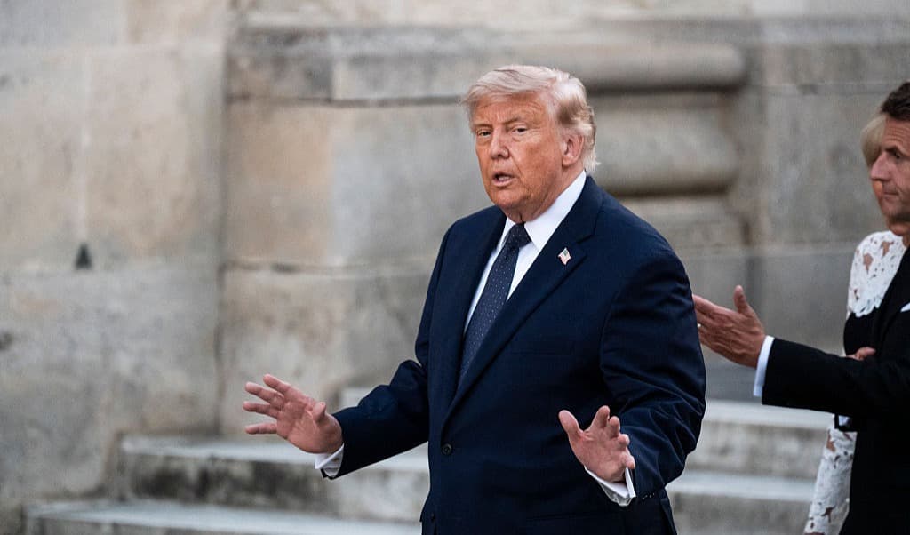 USA:s president Donald Trump och Frankrikes president Emmanuel Macron i Versailles, Frankrike. Foto:  Magali Cohen / Hans Lucas / AFP via Getty Images