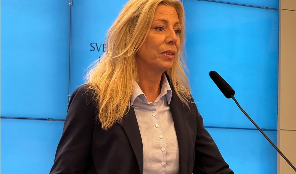 SD:s gruppledare Linda Lindberg vill inte gå in på misstankarna mot riksdagsledamoten. Foto: Staffan Erfors