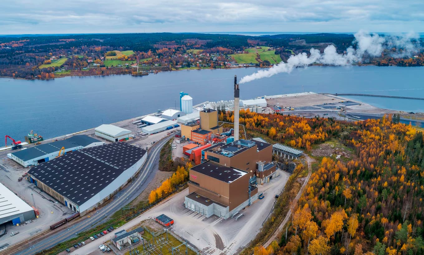 Visionsbild från den planerade e-bränslefabriken Flagship Two i Sundsvall, som skulle byggas av Liquid Wind. Foto: Liquid Wind