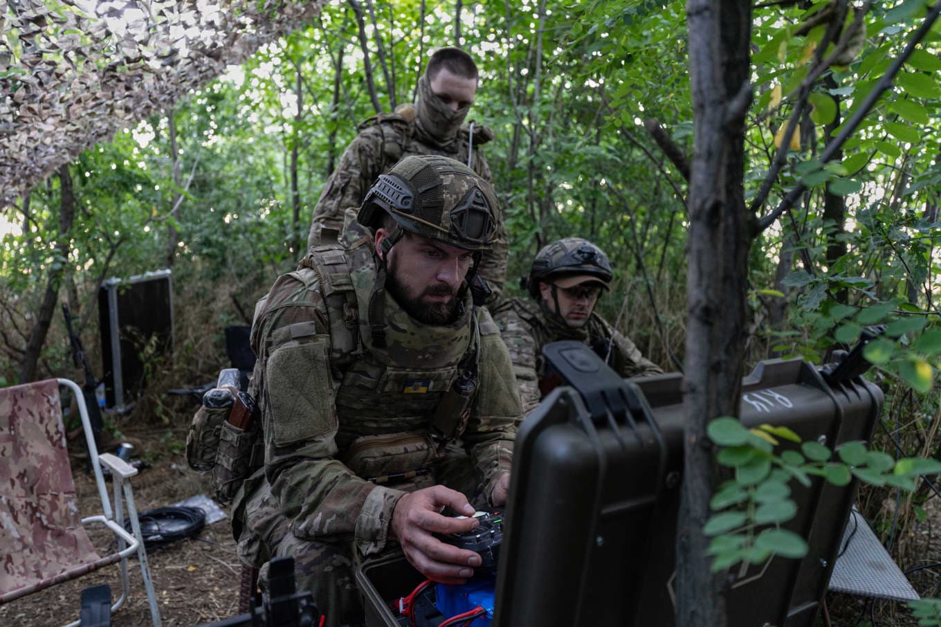 En ukrainsk drönarenhet vid fronten i Donetsk-området i veckan. Foto: Iryna Rybakova/AP/TT