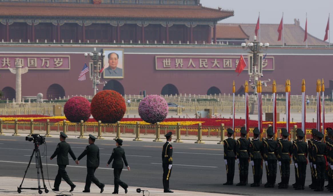 Himmelska fridens torg i Kinas huvudstad Peking i samband med den amerikanska presidenten Donald Trumps besök den 14 maj i år. Foto: Alex Wong/Getty Images