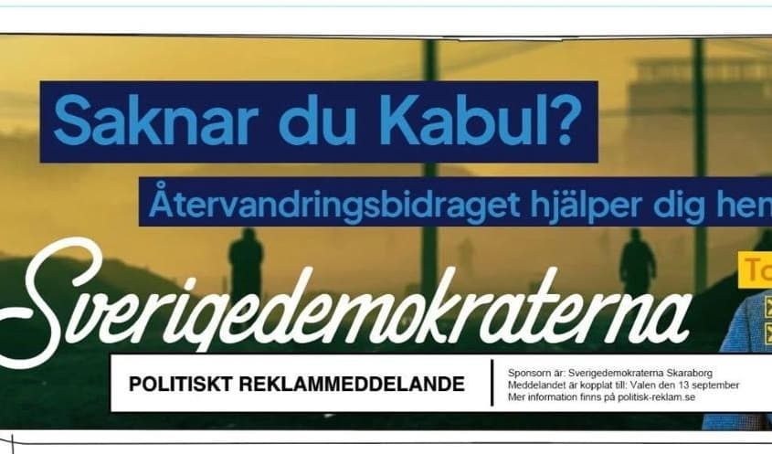 Sverigedemokraternas bussreklam väckte upprördhet. Foto: Sverigedemokraterna