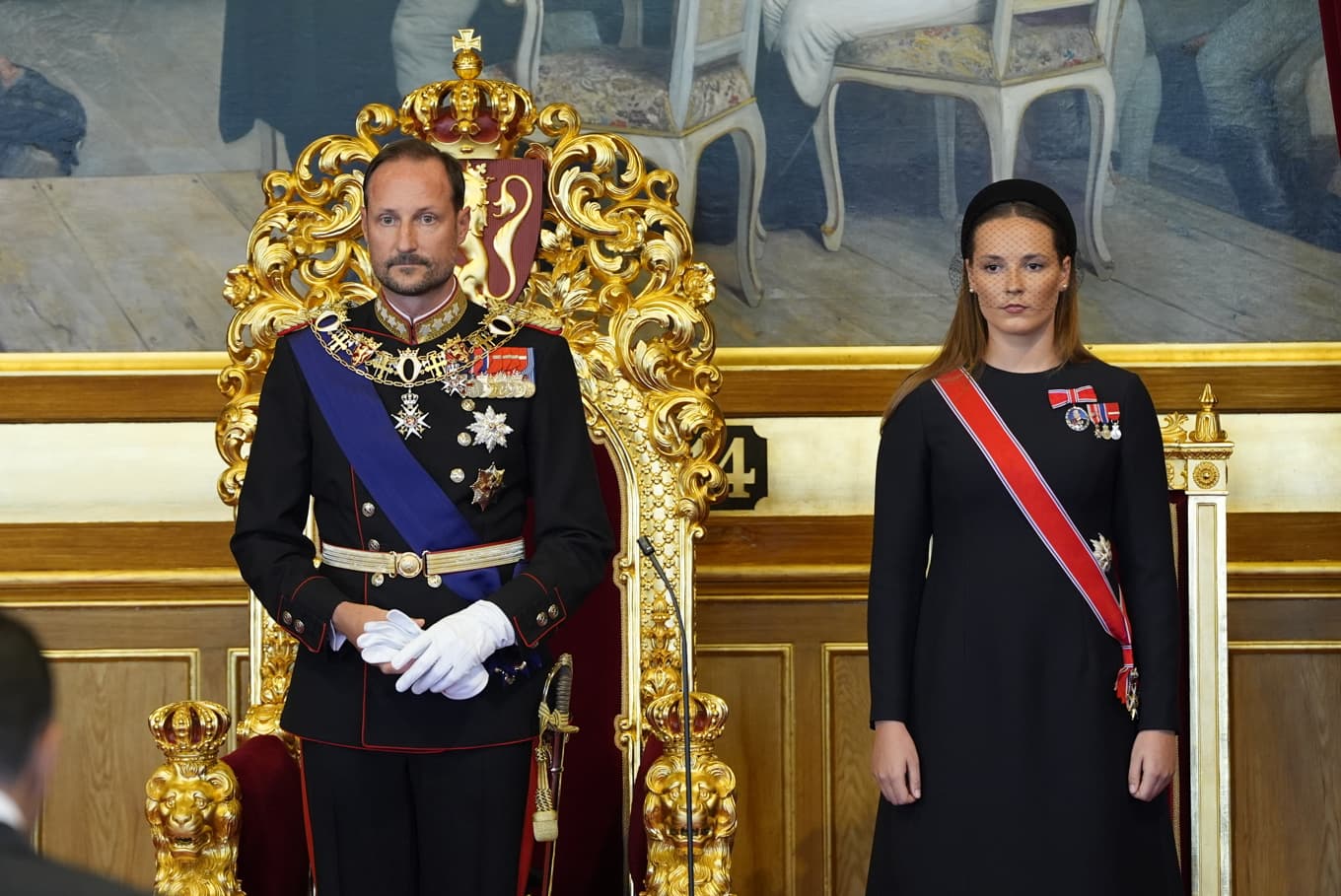 Kung Haakon och kronprinsessan Ingrid Alexandra i stortinget på tisdagen. Foto: Lise Åserud/NTB/TT