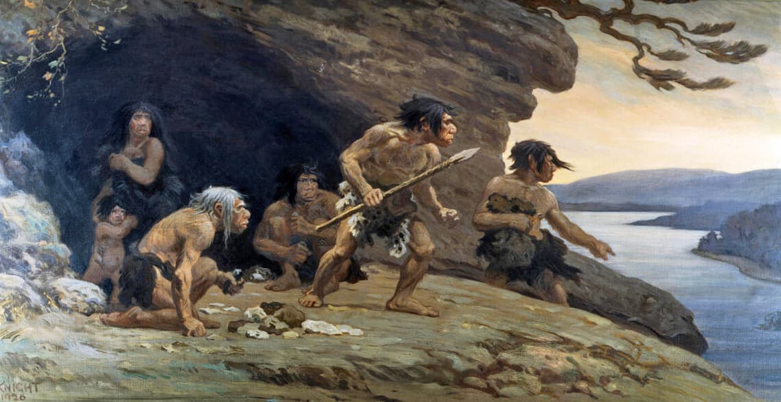 Hur många språk talade neandertalarna? Målning av Charles R. Knight (1874–1953). Foto: American Museum of Natural History/Wikimedia Commons