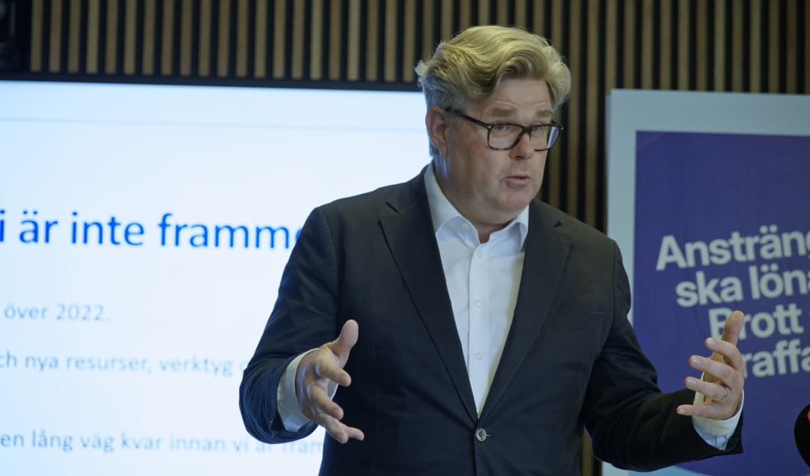 Justitieminister Gunnar Strömmer (M) varnar för att centrala delar av regeringens kriminalpolitik kan försvinna vid ett maktskifte. Foto: Adam Strand
