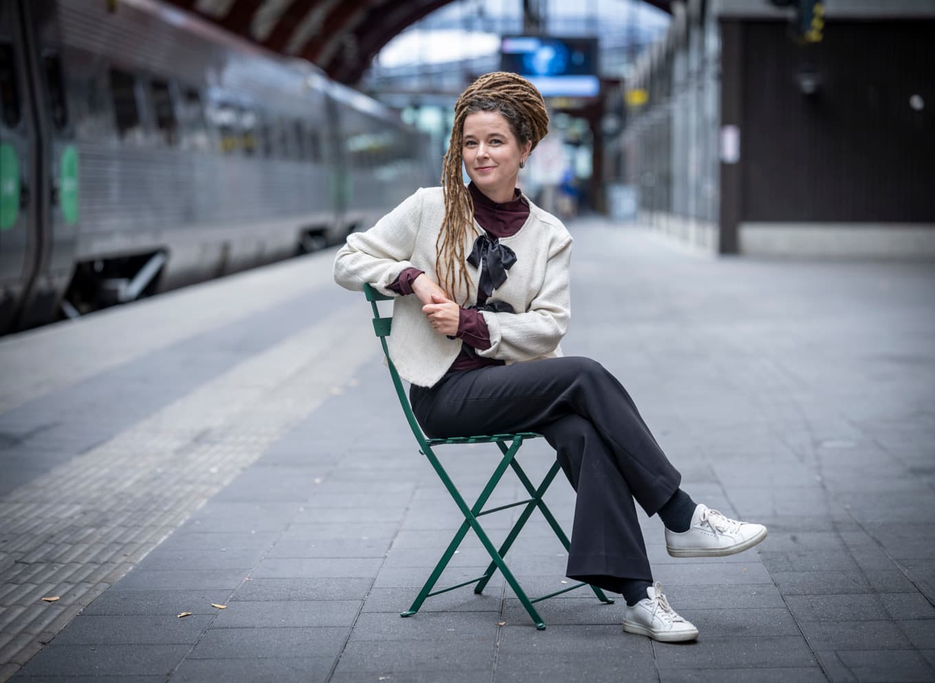 Miljöpartiets språkrör Amanda Lind på Malmö C. Foto: Johan Nilsson/TT
