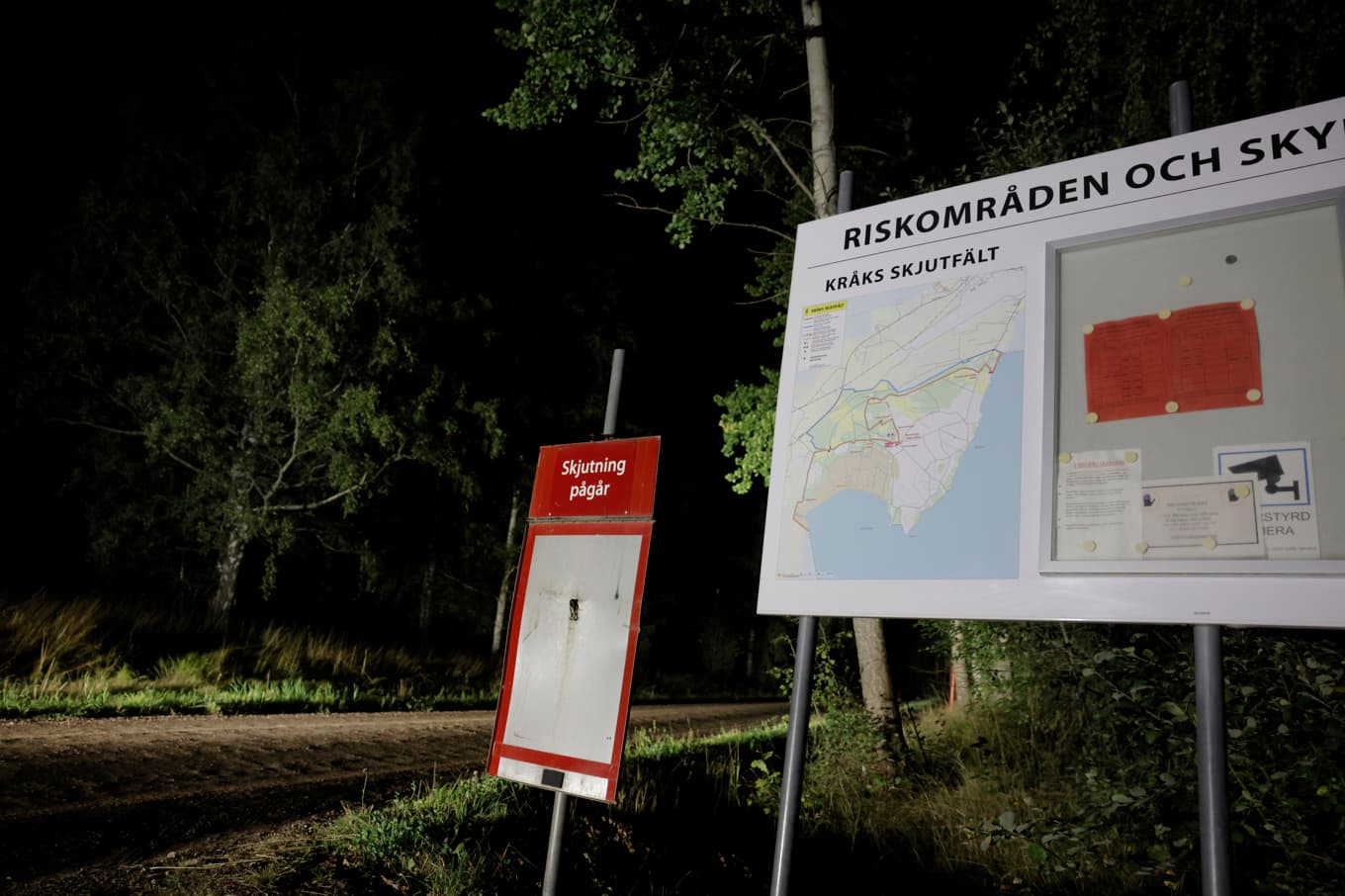 Olyckan inträffade på Kråks skjutfält söder om Karlsborg. Bild från torsdagskvällen. Foto: Pavel Koubek/TT
