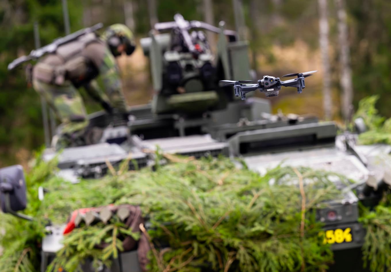 Livgardesbrigadens drönarverksamhet under en övning där man fokuserar på utveckling av drönarförmåga tillsammans med Ukraina och Operation Interflex. Foto: Jonas Ekströmer/TT