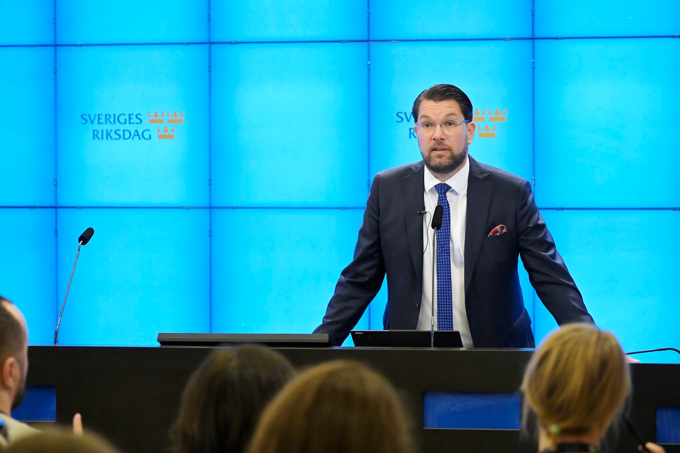 Givna solitärer i årets valrörelse är Jimmie Åkesson (SD) och Magdalena Andersson (S), skriver Marie-Louise von Bergmann-Winberg. Foto: Roger Sahlström