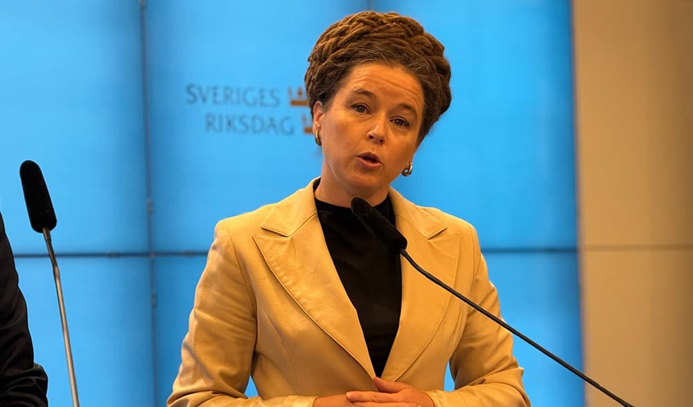 Amanda Lind (MP) vill nu att Ulf Kristersson (M) ska få chansen att bilda regering. Foto: Staffan Erfors