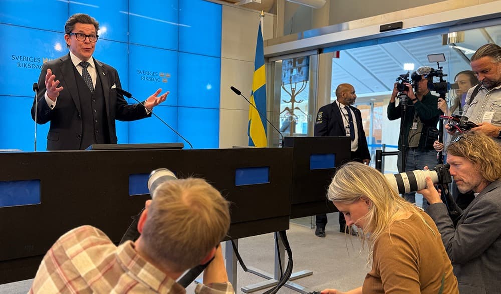 Talman Andreas Norlén har givit Magdalena Andersson i uppdrag att sondera för en ny regering. Foto: Staffan Erfors