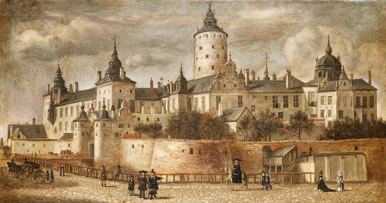 Målning av Govert Dirckszoon Camphuysen av slottet Tre Kronor som det såg ut 1661, 36 år före branden. FOTO: Stadsmuseet i Stockholm/Wikimedia Commons