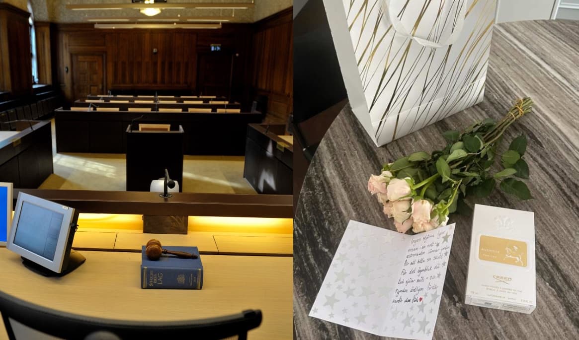 Den 32-årige mannen döms till rättspsykiatrisk vård efter att bland annat ha sökt upp influeraren och lämnat blommor, en parfymflaska och ett brev utanför hennes dörr. Foto: Jessica Gow/Scanpix & Polisen