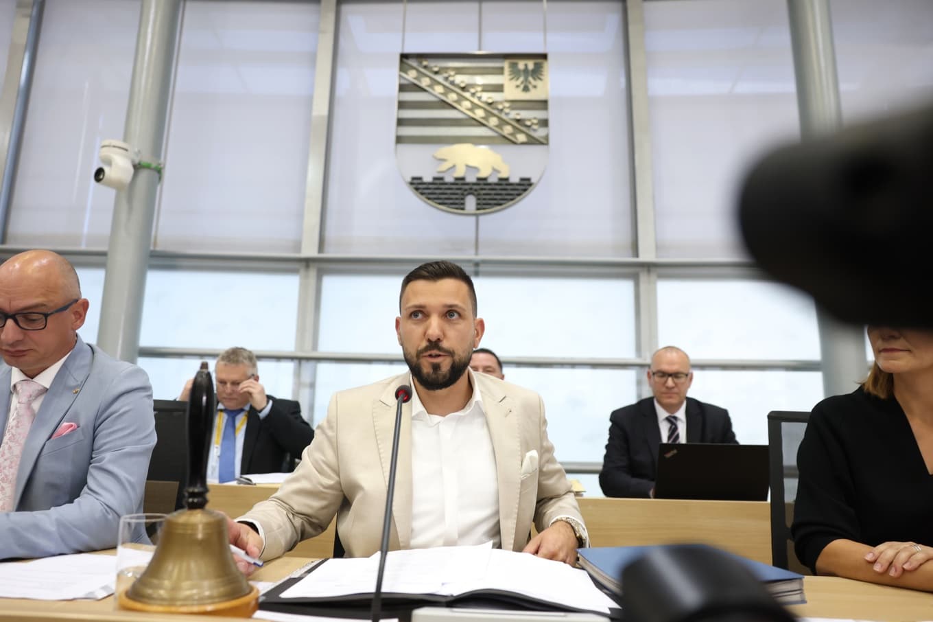 Tobias Rausch från AFD har valts till talman i förbundsstatsparlamentet i Sachsen-Anhalt. Foto: Jan Woitas/DPA/AP/TT