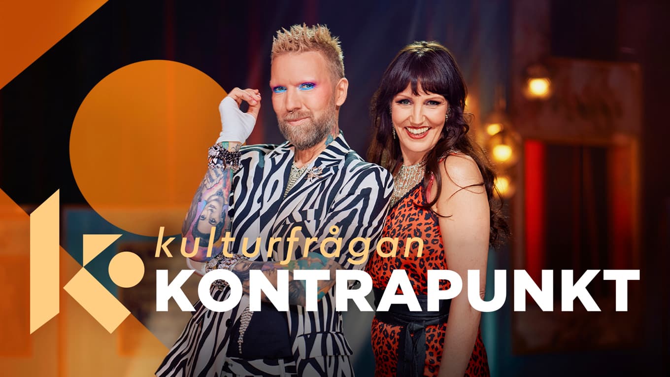 Rickard Söderberg och Ella Petersson i ”Kulturfrågan Kontrapunkt”. Foto: Peter Bergström/SVT