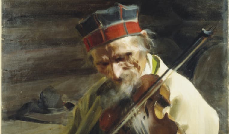 Anders Zorns målning av den 75-årige legendariske spelmannen Hins Anders. Foto: Tord Lund/Thielska Galleriet/Wikimedia Commons