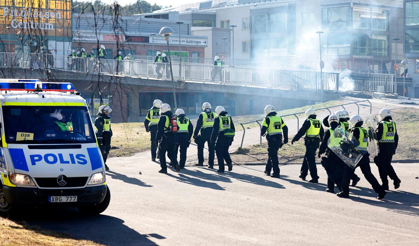 Upplopp bröt ut i Navestad under påskhelgen 2022. Arkivbild. Foto: Stefan Jerrevång/TT