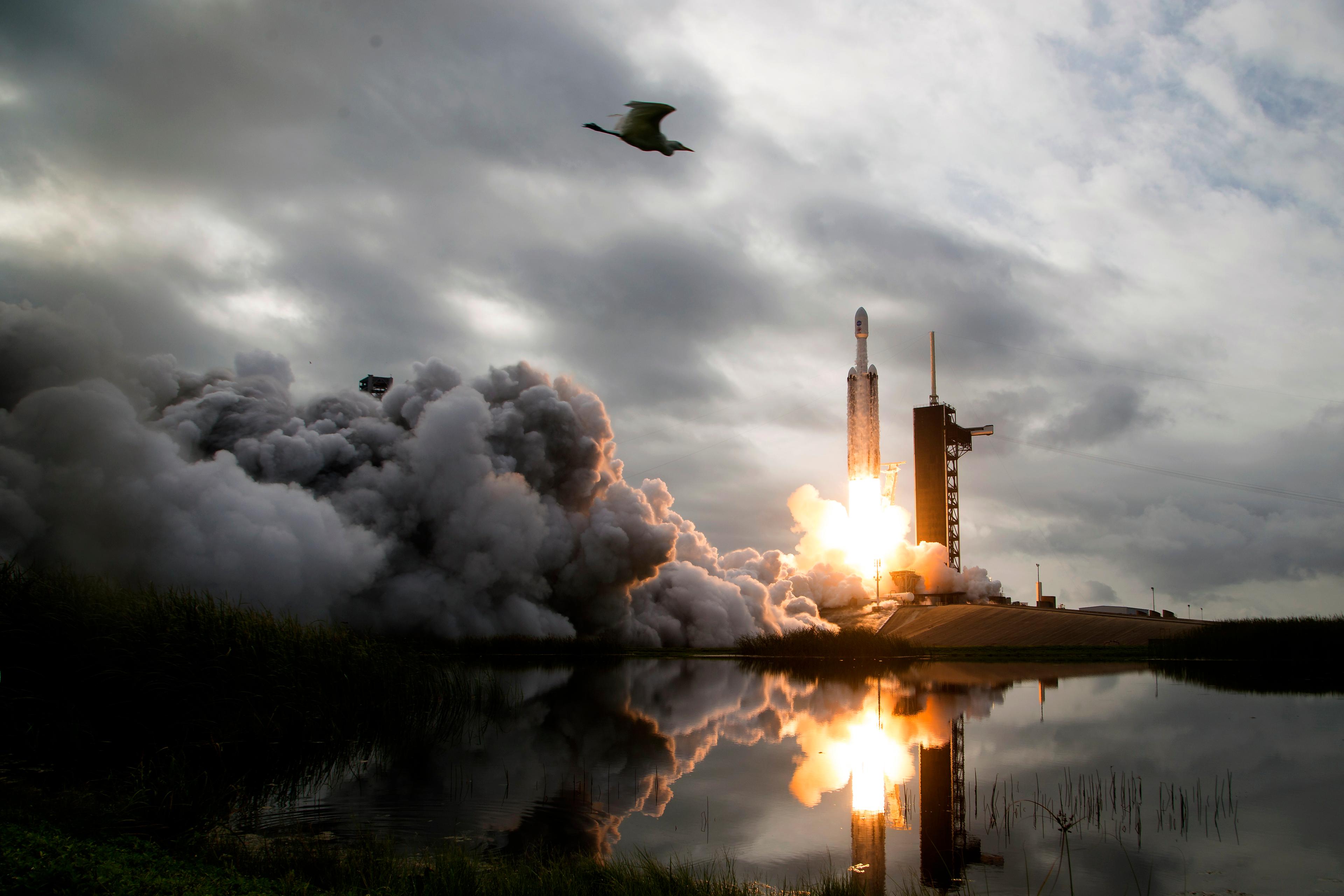 En av Space X:s Falcon-raketer skjuts upp från Cape Canaveral i Florida, USA, 2022. Företaget satsar nu på att ge mobiltäckning till områden där täckning saknas. Foto: Aubrey Gemignani/Nasa Via Getty Images