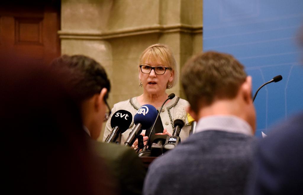 Utrikesminister Margot Wallström summerar den första perioden som ordförande i säkerhetsrådet. (Foto: Thommy Tengborg/TT)
