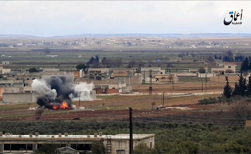 al-Bab ligger i norra Aleppoprovinsen i Syrien. Den här bilden publicerades tidigare av IS i propagandasyfte, för att visa effekterna av en turkisk stridshandling. (Foto: AP/TT-arkivbild)