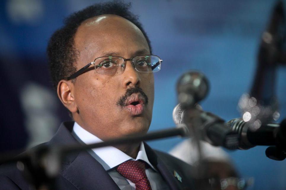

Somalias president Mohamed Abdullahi Mohamed.  Foto: Farah Abdi Warsameh/AP/TT                                                                                        