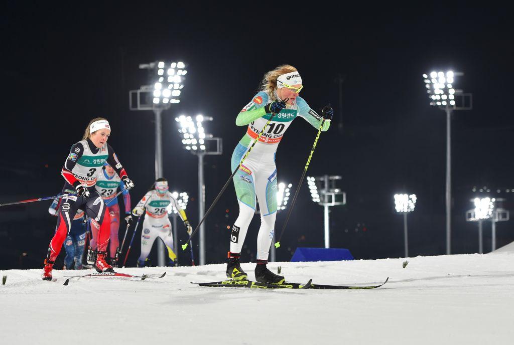 Ett mindre rutinerat gäng åkare fick testa OS-banorna i Pyeongchang, Sydkorea. Damfinalen vanns av slovenskan Anamarija Lampic i grönt. (Foto: Jung Yeon-Je /AFP/Getty Images)