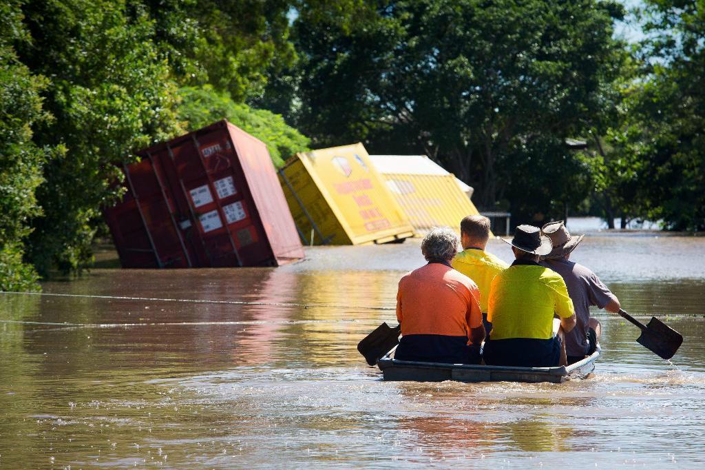 Översvämningar i Beenleigh strax söder om Brisbane i Queensland. Foto: Patrick Hamilton/AFP/TT