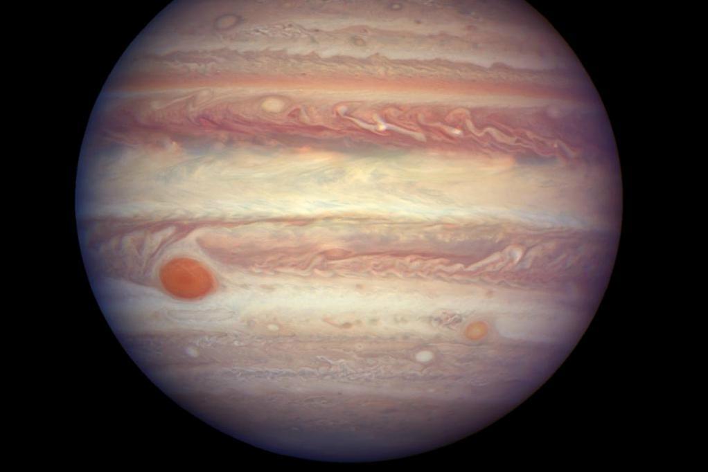 
Den nya bilden på Jupiter, vår största granne i solsystemet. Bilden togs 3 april från Hubble-teleskopet på att avstånd av 668 miljoner kilometer. Foto: ESA/Hubble                                            