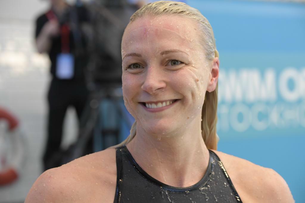 
Sarah Sjöström är nöjd med sin rekordsimning. Foto: Maja Suslin/TT                                            