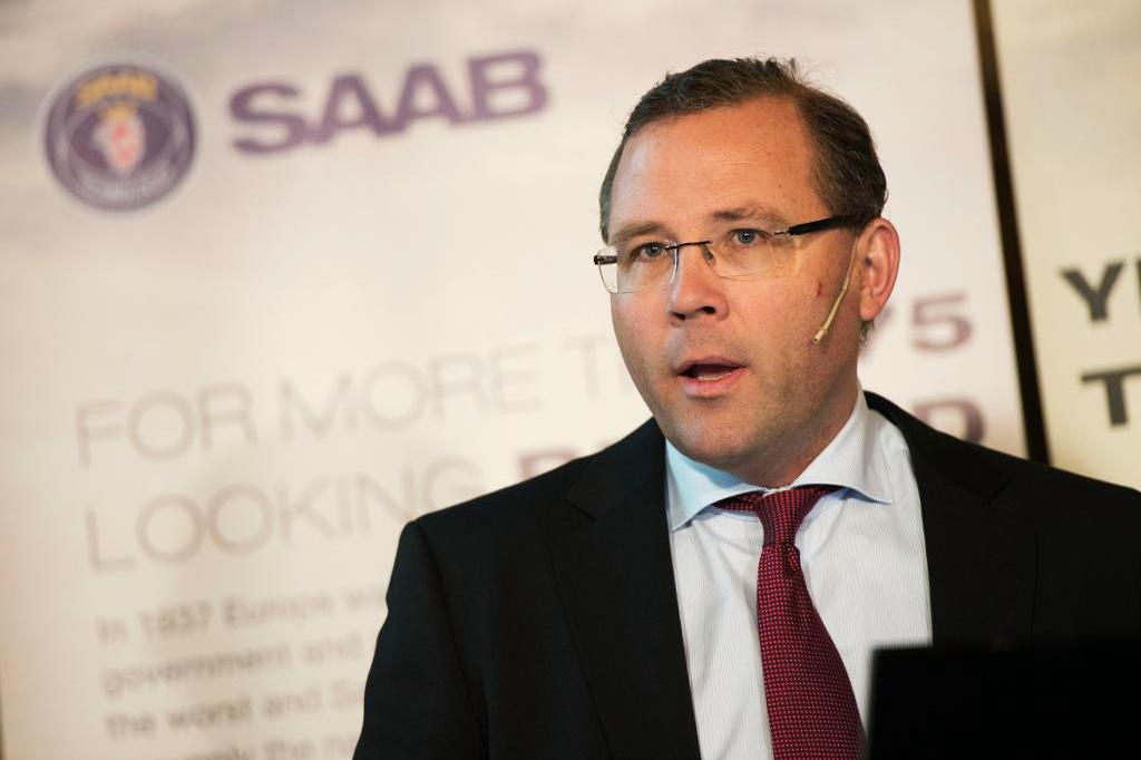 
Saab, med vd Håkan Buskhe, får polsk underhållsorder. Foto: Fredrik Sandberg / TT-arkivbild                                            