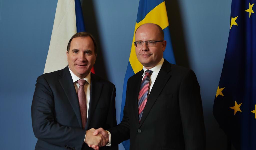 Bohuslav Sobotka träffade statsminister Stefan Löfven vid ett besök i Stockholm i höstas. Arkivbild. Foto från TT.