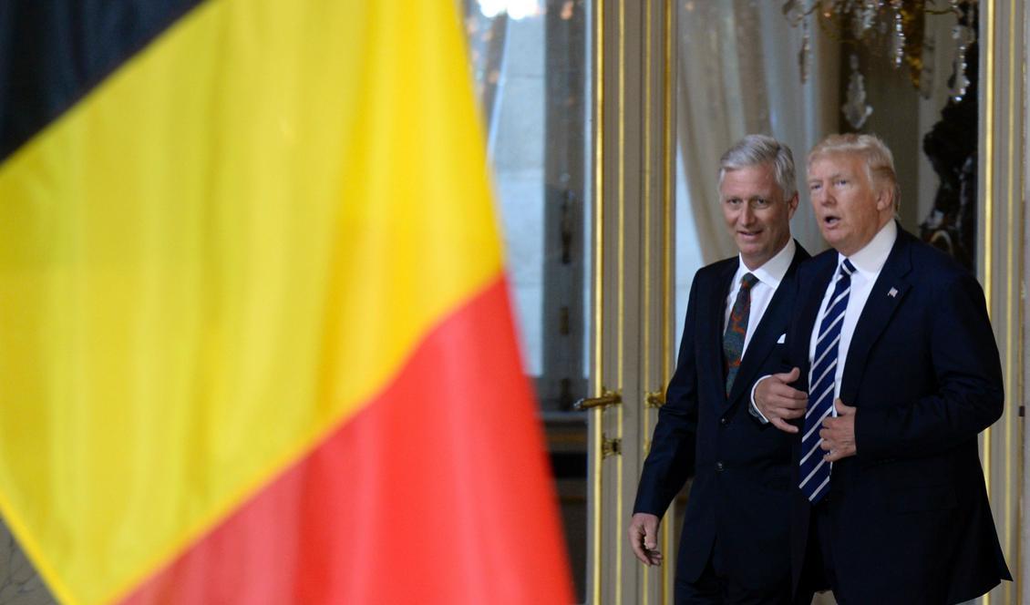 
USA:s president med Belgiens kung Philippe före mötet med Nato. (Foto: Thierry Charlier/AFP/Getty Images                                            