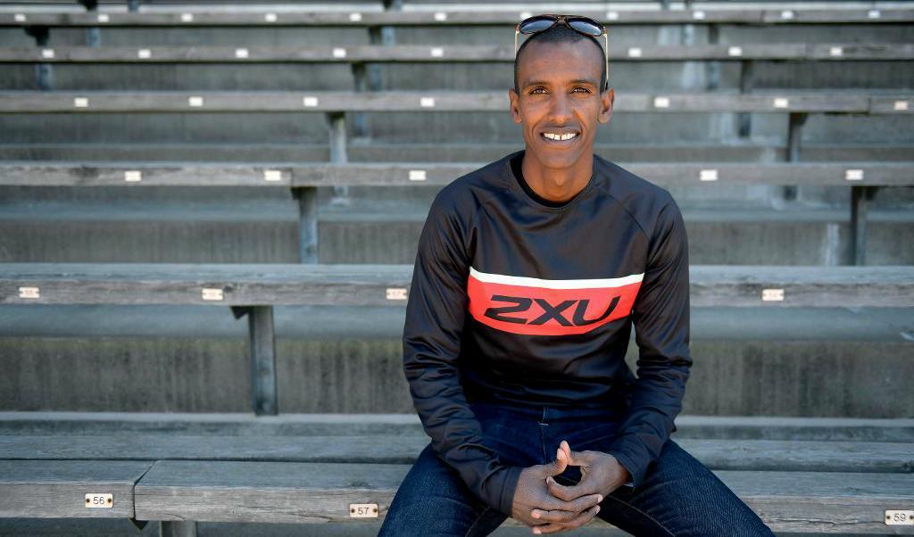 Mustafa Mohamed siktar på rekordtangering i Stockholm Marathon. Foto: TT