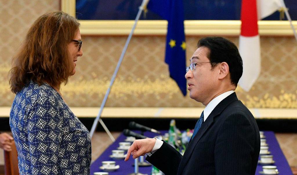 


EU-kommissionär Cecilia Malmström och Japans utrikesminister Fumio Kishida på fredagen. Foto: Franck Robichon/AP/TT                                                                                                                                    