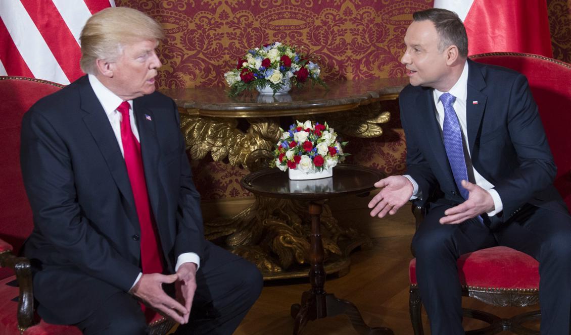 



USA:s president Donald Trump tillsammans med Polens president Andrzej Duda. Foto: Saul Loeb/AFP/Getty Images)                                                                                                                                                                                