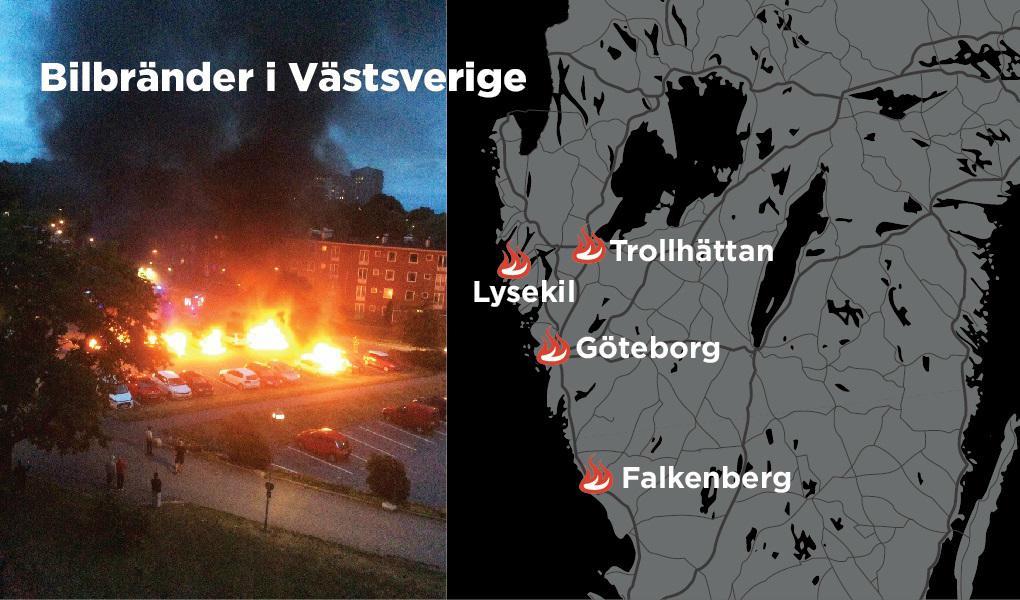 Det brann på flera håll i Västsverige under måndagskvällen. Foto: TT
