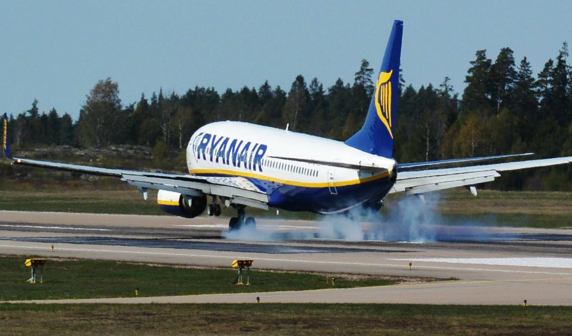 På fredag stannar de flesta av Ryanairs plan på marken på Skavsta flygplats. Foto: Johan Nilsson/TT-arkivbild