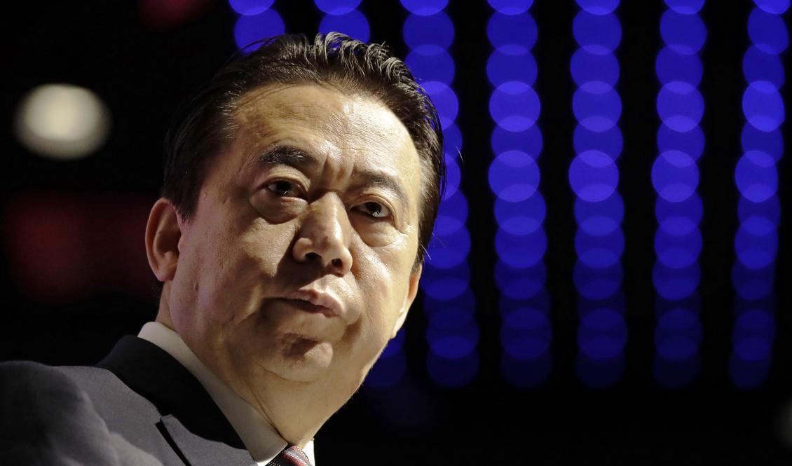 Interpols ordförande Meng Hongwei utreds för brott i hemlandet Kina. Foto: Wong Maye-E/AP/TT-arkivbild