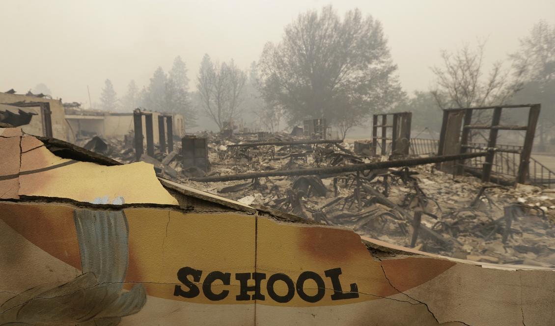 En nedbränd grundskola i Paradise. Foto: Rich Pedroncelli/AP/TT