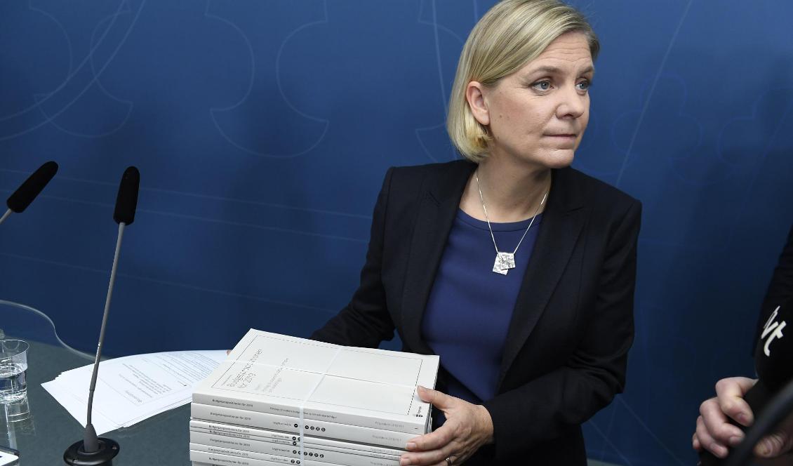
Finansminister Magdalena Andersson (S) presenterade i höstas övergångsregeringens budget. Foto: Pontus Lundahl/TT-arkivbild                                                