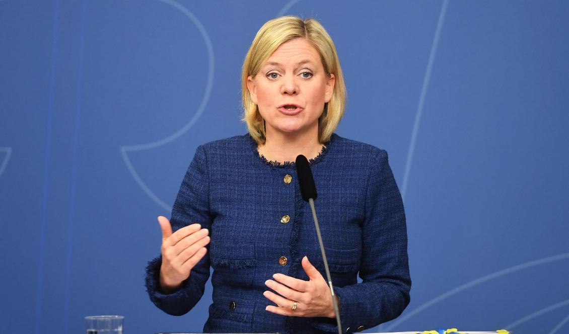 Finansminister Magdalena Andersson presenterar vårändringsbudgeten på onsdag. Foto: Fredrik Sandberg/TT-arkivbild