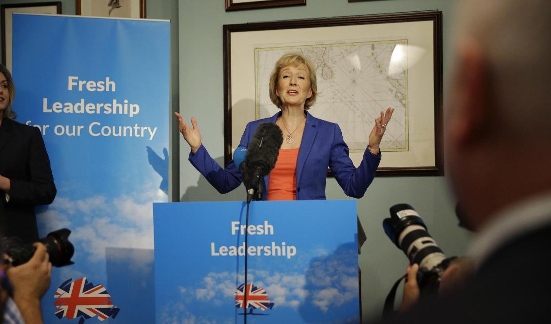 Andrea Leadsom är en av flera som vill efterträda Theresa May som brittisk premiärminister. Foto: Matt Dunham/AP/TT-arkivbild